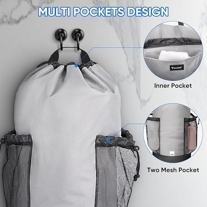 BALEINE 2PK 120L Laundry Bag Backpack, 900D Oxford Fabric Large Travel Laundry - Image 4