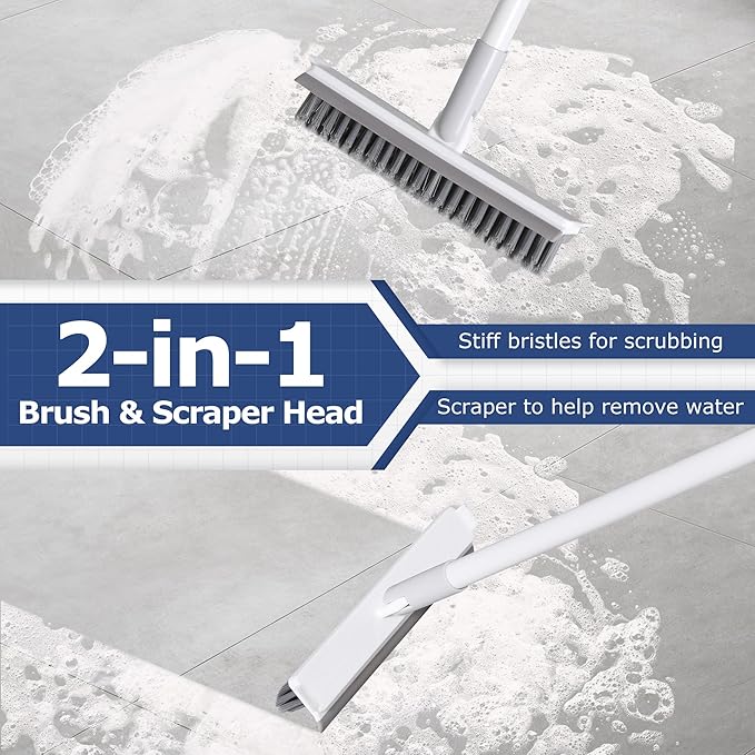 IVYROLL Grout Brush with Long Handle, Floor Cleaning Scrubber | with Stiff - Image 2