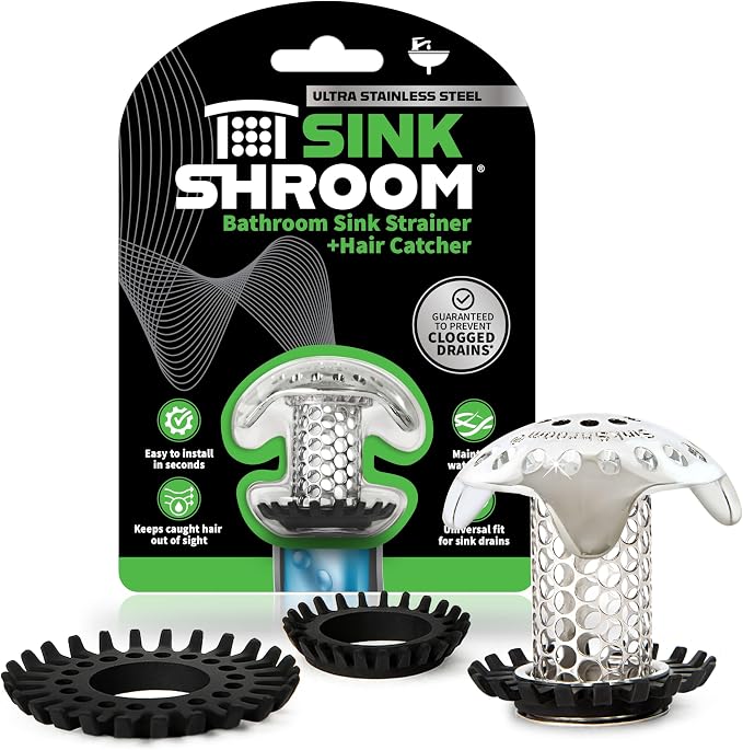 SinkShroom Ultra Revolutionary Bathroom Sink Drain Protector, Stainless Steel by TubShroom
