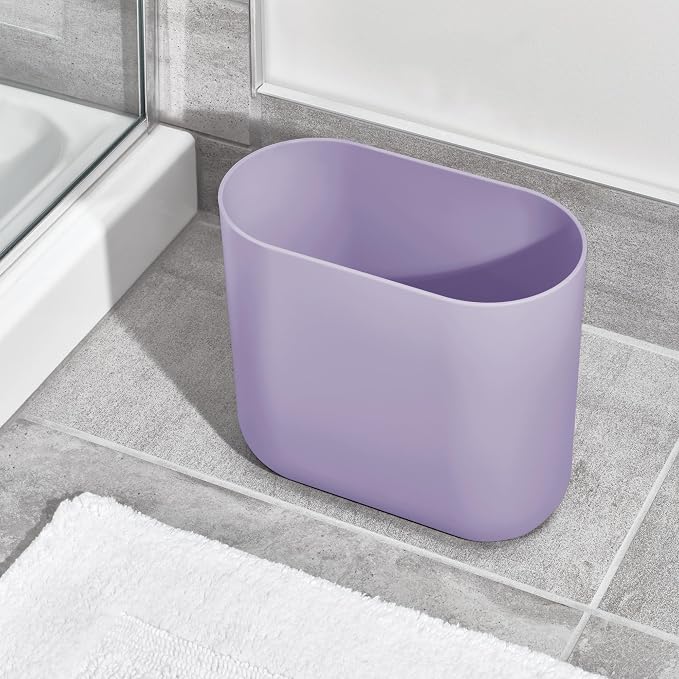 iDesign Small Slim Plastic Bathroom Trash Can - Image 7