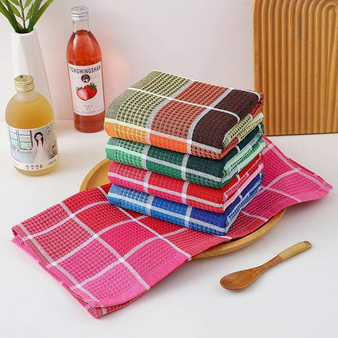 Bright Large Kitchen Towels, 16 Inch x 26 Inch Buffalo Check Dish Towels - Image 5