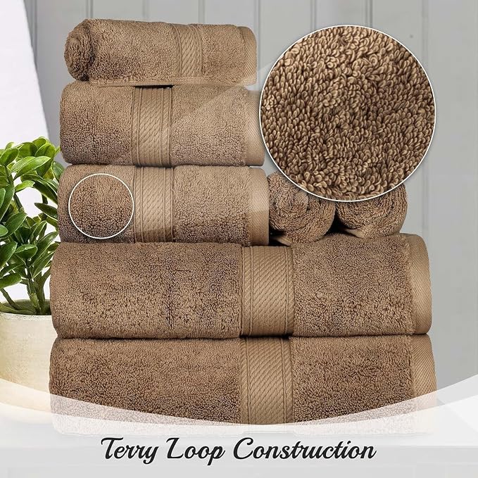 Superior Egyptian Cotton 800 GSM Plush & Absorbent, 9 Piece Set, Latte | Quick - Image 7
