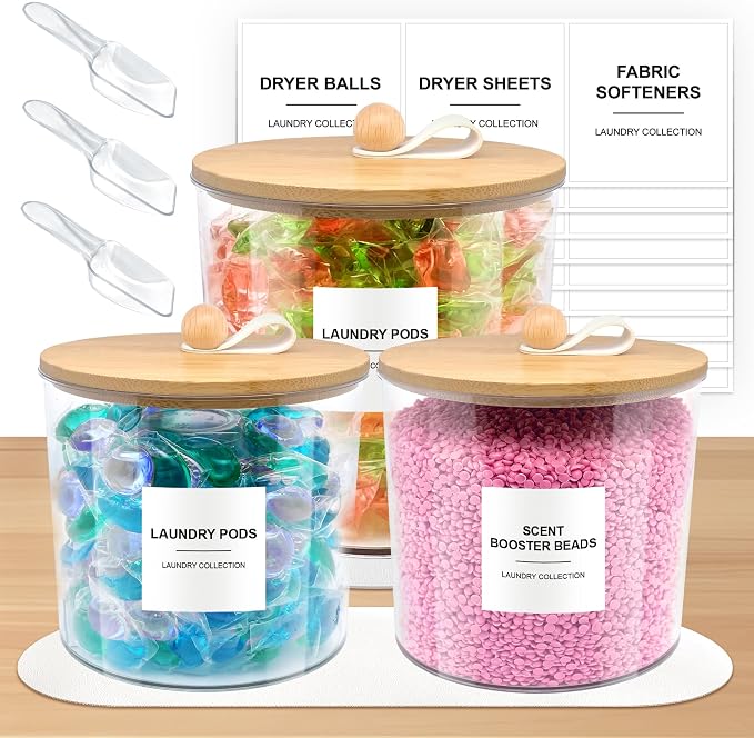 HOYTAMDAR 3 Pack Laundry Pods Container, Laundry Powder Container by HOYTAMDARHOMESTORAGE