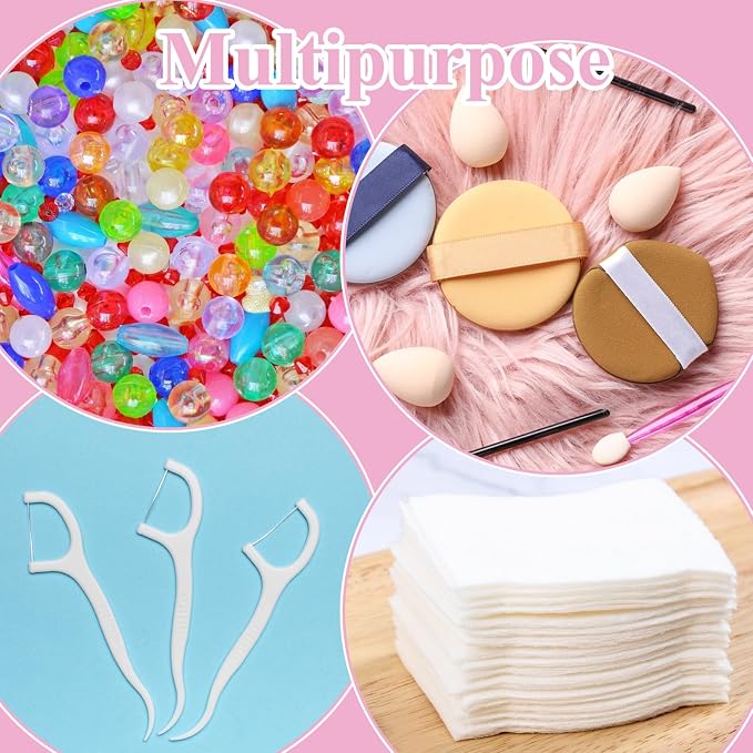 Qianyu 4 Pcs Plastic Cosmetic Cotton Pads Container, Portable Round Holder - Image 6