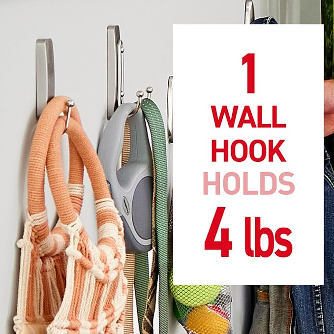 Command Large Brushed Nickel Double Hooks, 2 Hooks and 2 Strips, Damage Free - Image 3