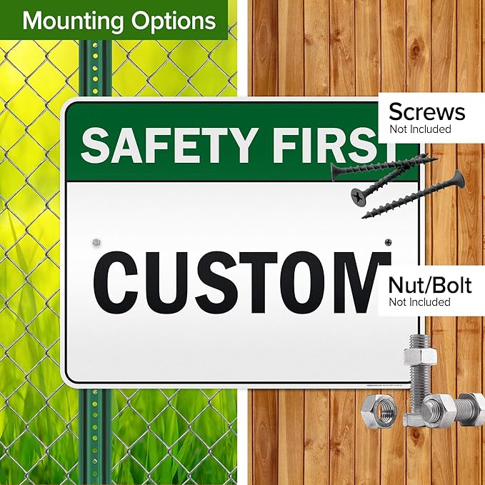 Custom Safety First Sign, Ansi Sign, Osha Compliant, 24x30 Inches, 3M EGP Reflective, Rust Free .080 Aluminum, Fade Resistant, Made in USA by My Sign Center