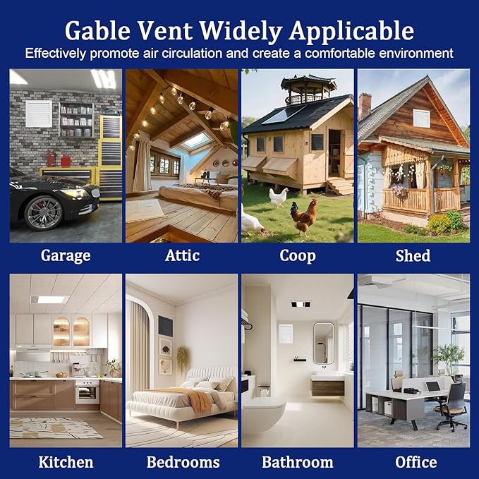 8" X 8" Gable Vent Aluminum Gable Vents for Houses Attic Vent Shed Vents Cover Exterior with Screen Mesh Alloy Wall Vent Ventilation for Home Garage Attic Ceiling - Vent Opening: 6" x 6" Black
