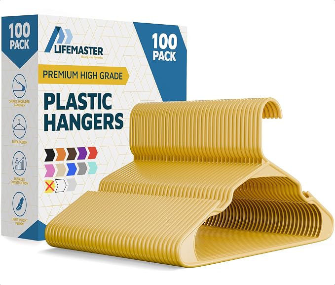 Lifemaster Plastic Clothes Hangers – Heavy Duty Hanger Set, by LIFEMASTER