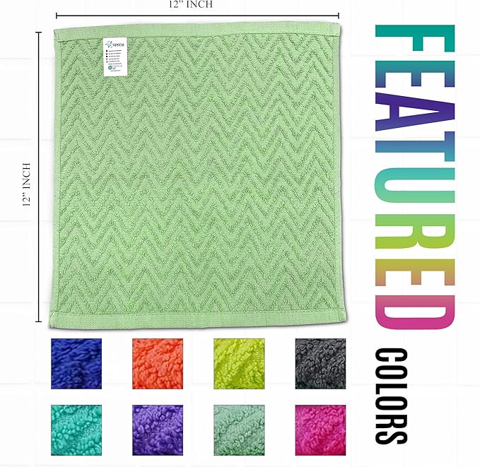 ZUPERIA Zigzag Multicolor Wash Cloths -24 Pack -12" x 12"- Highly Absorbent - Image 5