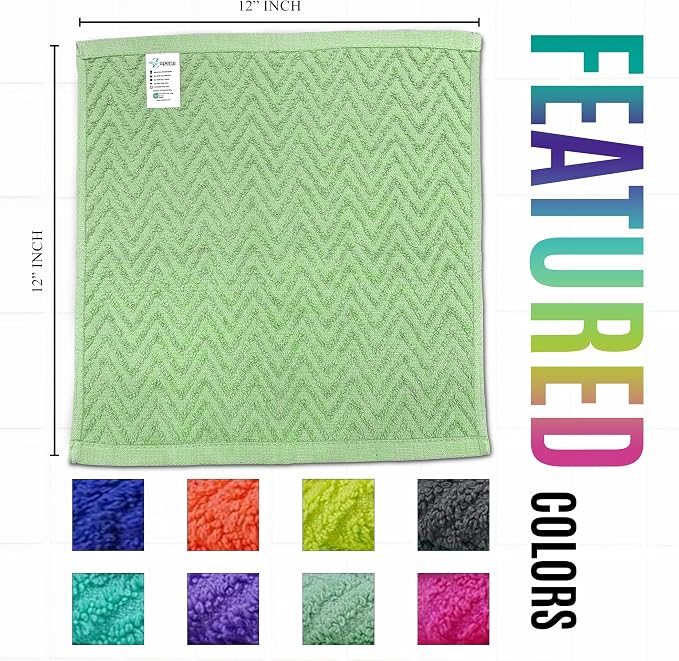 ZUPERIA Zigzag Multicolor Wash Cloths -16 Pack -12" x 12"- Highly Absorbent - Image 5