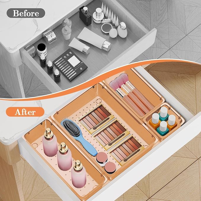 SpaceHacks 25 PCS Plastic Drawer Organizer, 4-Size Versatile Organizer Trays & - Image 4