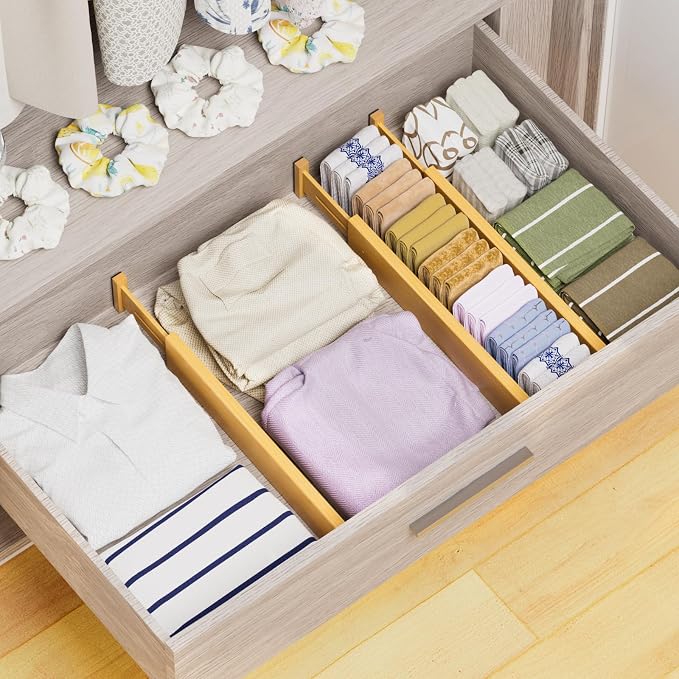 Bamboo Drawer Dividers Organizers, 2.56" High, 6 Pack | Expandable Separators - Image 4