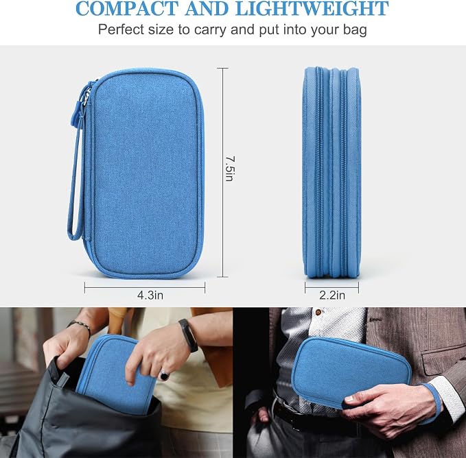 FYY Electronic Organizer, Travel Tech Pouch Bag, Cable Organizer Cyan | Wrist - Image 2