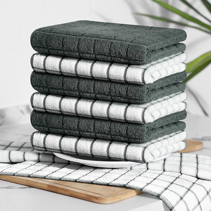 Homaxy Large Premium Cotton Kitchen Towels 16"x 28", 12 Pack, Dark Green - Image 8
