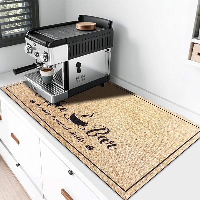 CooRug Fashion Coffee Mat, Dish Drying Mat 17" x 32" Beige | Hide Stain by CooRug