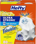 Hefty Ultra Strong 13 Gal Kitchen Trash Bags, Fabuloso Lemon, 80ct | 13G Tall by Hefty