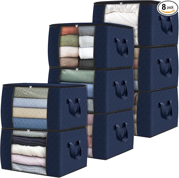 8 Pack Storage Bags for Clothes Blanket Storage Bins by Fabtotes