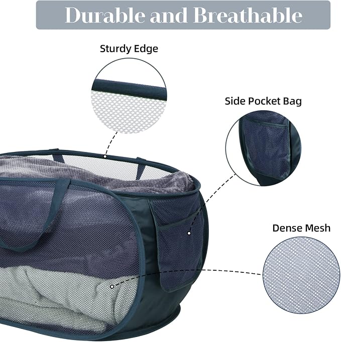 2 Pcs Durable Collapsible Laundry Baskets - Image 3