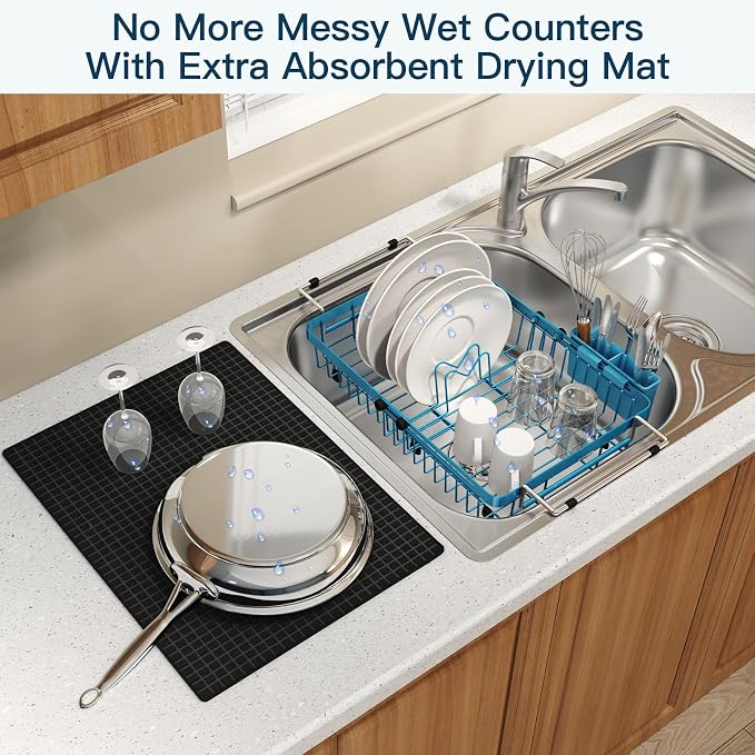 Blue Dish Drying Rack Over The Sink - Image 6