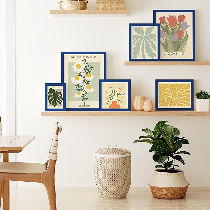 Vittanly 11x14 Picture Frame, Solid Wood Frame with Plexiglass, Includes 8x10 Mat, Wall Hanging for Photos, Home Decor, Royal Blue, 1 Pack