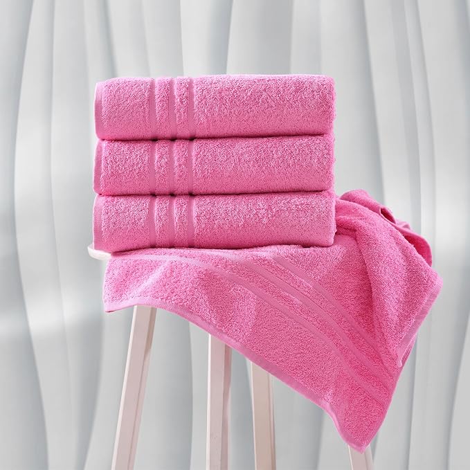 Hawmam Linen Pink Bath Towels 4 Pack Soft and Absorbent - Image 5