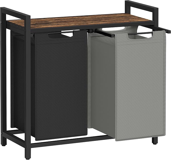 VASAGLE Laundry Hamper with Shelf, 2 Pull-Out Bags, 2 x 12.1 Gallons by Unknown