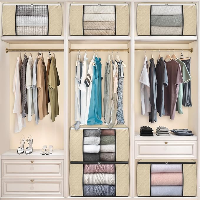 90L Clothes Storage, Foldable Thick Fabric Blanket Storage Bags | Foldable - Image 7