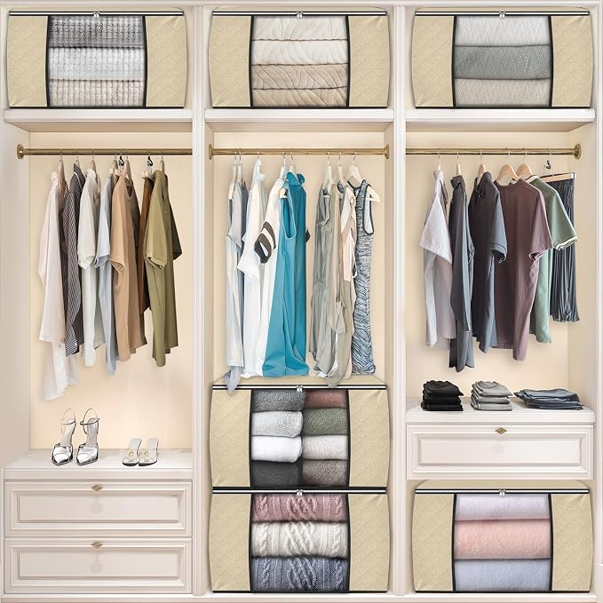 90L Clothes Storage, Foldable Thick Fabric Blanket Storage Bags | Foldable - Image 7