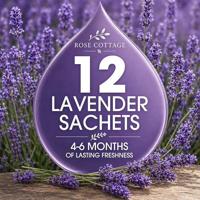 Large 12 Packs Lavender Hanging Scented Sachets Long-Lasting Closet Deodorizer - Image 6