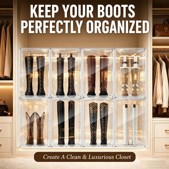 Boot Organizer for Extra Tall Boots, 23.6'' Stackable Acrylic Display Case - Image 8