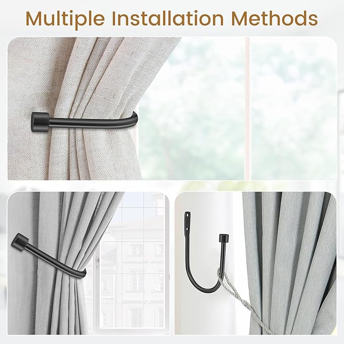 HIKMLK Minimalist Curtain Holdbacks 2pcs, 100% Cast Iron Solid Heavy Duty Metal - Image 5