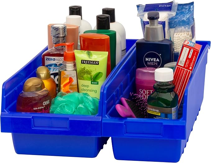 Akro-Mils 30088 ShelfMax Plastic Nesting Shelf Bin Box, 18-Inch L by 8-Inch W by 6-Inch H, Blue, Case of 8
