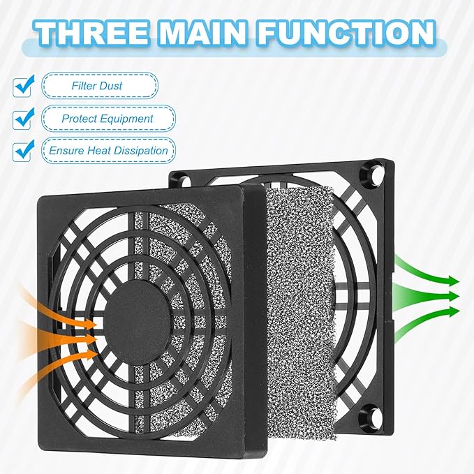 PATIKIL 90mm Fan Filter Grill, 6 Pcs Plastic Ventilation Dustproof Grill Cover Cooling Ventilator with Screws for Industry Workshop Computer Case Refrigerators Air Conditioning, Black