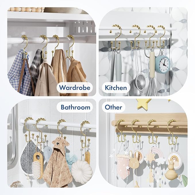 Bathway Shower Curtain Hooks Gold Shower Curtain Rings, Metal Shower Hooks - Image 8