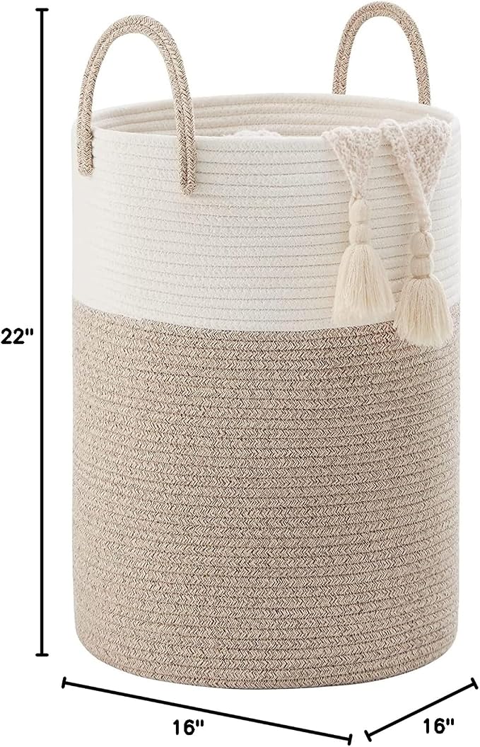 YOUDENOVA Cotton Rope Laundry Hamper Basket, 72L Blanket Basket - Image 9