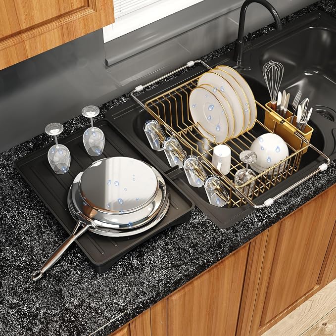 Gold Dish Drying Rack Over Sink by MAJALiS