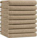 Homaxy 100% Cotton Oversized Waffle Weave Kitchen Towels 8-Pack, Tan | 20 x 28 by Homaxy