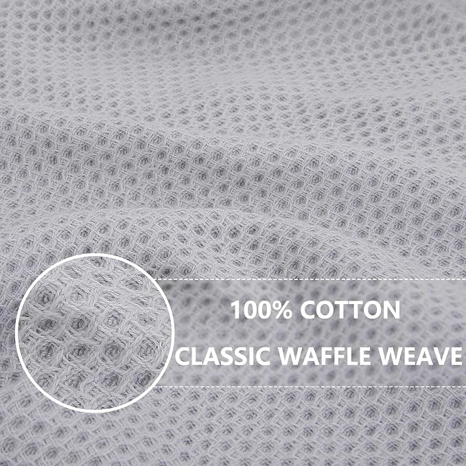 Homaxy 100% Cotton Waffle Weave Kitchen Dish Cloths 18-Pack, Light Gray | 12 x - Image 2