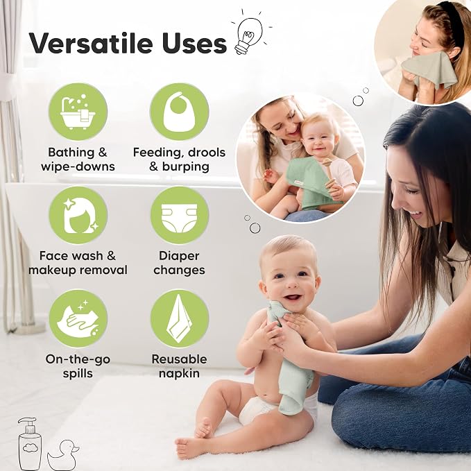 6-Pack Baby Washcloths, Soft Absorbent Washcloths - Image 6