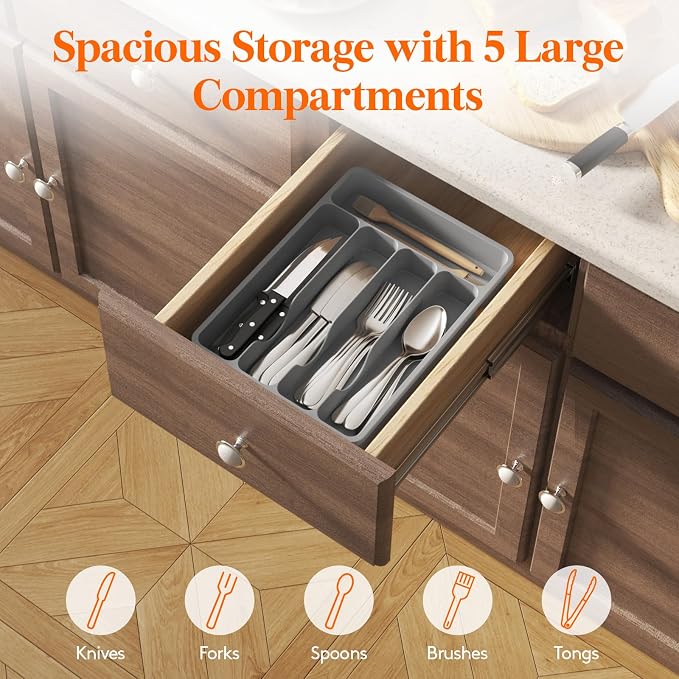 Lifewit Silverware Drawer Organizer Tray, Cutlery Storage - Image 4