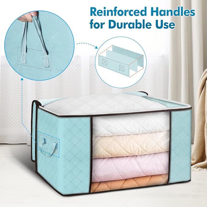 90L Large Storage Bags, 4 Pack Clothes Storage Bins Closet Organizers | - Image 3