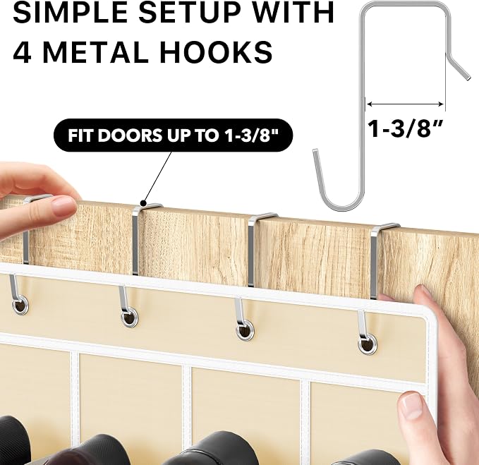 Simple Houseware 24 Pockets Clear Over the Door Shoe Organizer, 4 Durable Metal - Image 4