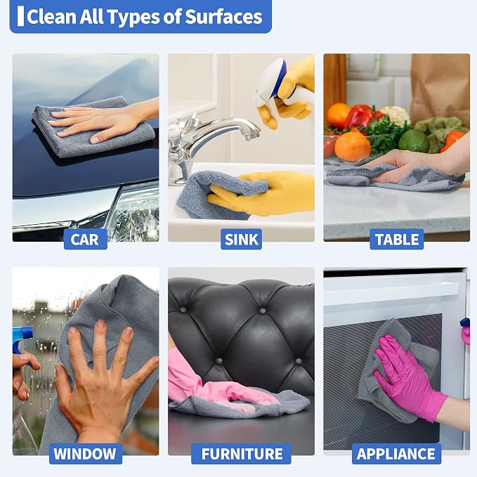Microfiber Cleaning Cloth, Premium 8 Pack Cleaning Towels, Lint-Free - Image 7