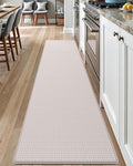 DEXI Kitchen Floor Mats Cushioned Anti Fatigue, 17x79, Large Long Standing Runner Rug Waterproof, Comfort Memory Foam Padded for Front Sink Laundry, Beige White