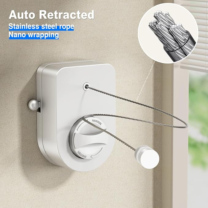 MUSTORN Retractable Clothesline Indoor, Non-Sagging Outdoor Clothes Line - Image 4
