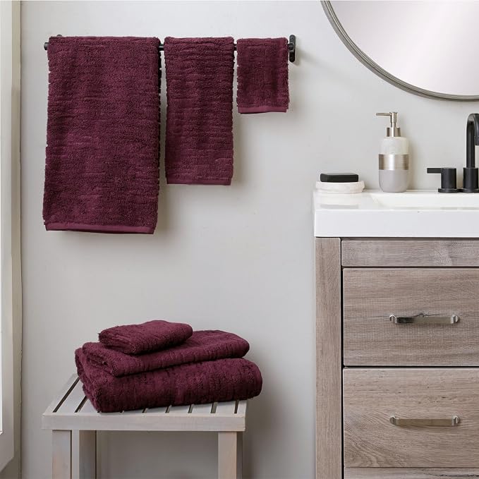 SKL Home CloudSoft Bath Towel Set, 100% Cotton Luxury, Bordeaux | 2 Bath towels - Image 4