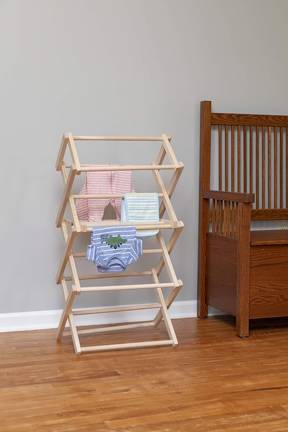 Clothes Drying Rack: Solid Maple Hard Wood Laundry Rack - Image 7
