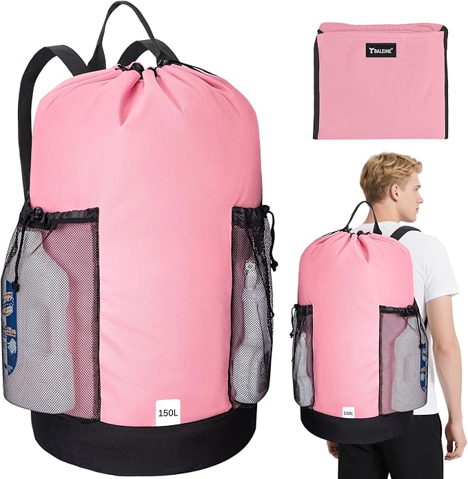 BALEINE 2PK 150L Laundry Bag Backpack, 900D Oxford Fabric Large Travel Laundry by BALEINE