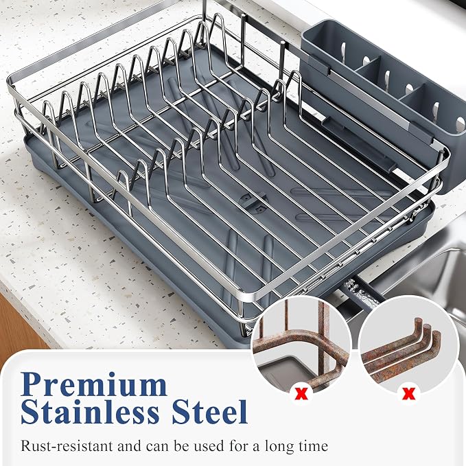 SNTD Dish Drying Rack for Kitchen Counter, 11.8" W x 16.7" L, Large Capacity - Image 6