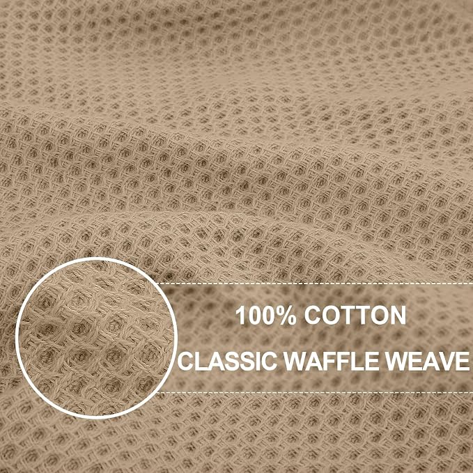 Homaxy 100% Cotton Oversized Waffle Weave Kitchen Towels 4-Pack, Tan | 20 x 28 - Image 2